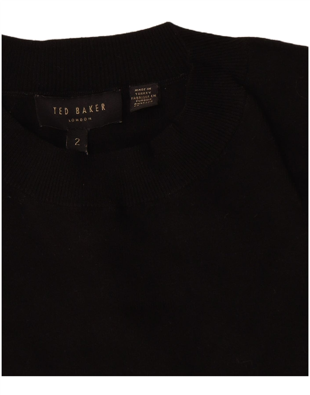 Suéter feminino Ted Baker com gola redonda, tamanho 2, preto pequeno
