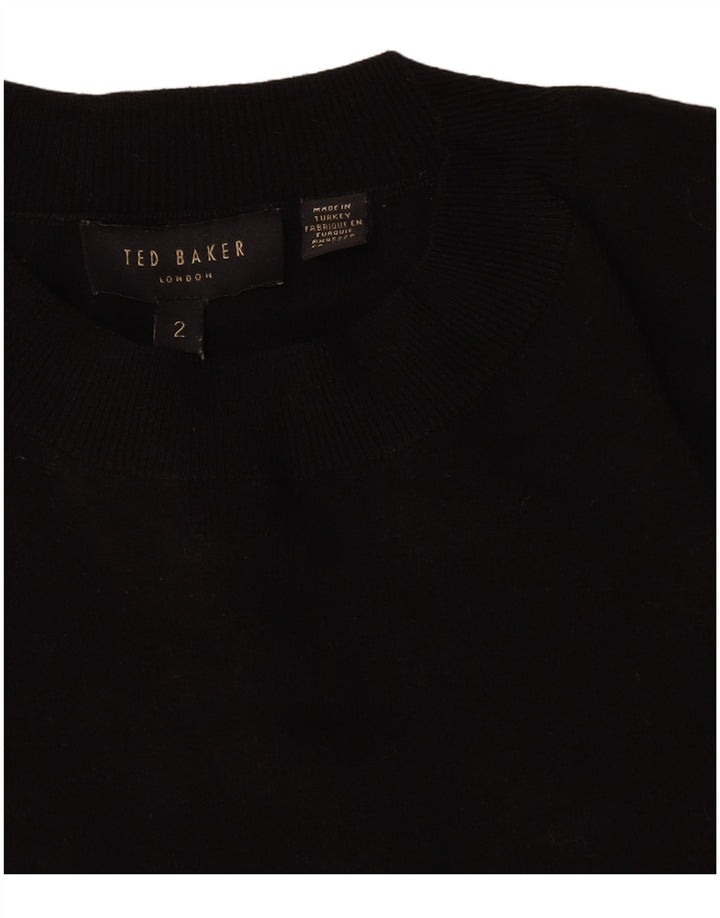Suéter feminino Ted Baker com gola redonda, tamanho 2, preto pequeno