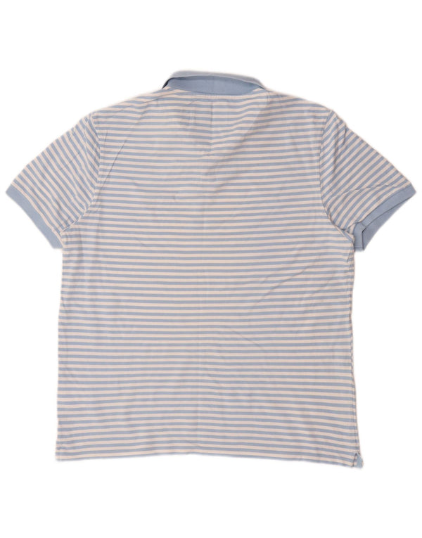 Lyle & Scott Mens Polo Shirt XL Blue Pinstripe Cotton