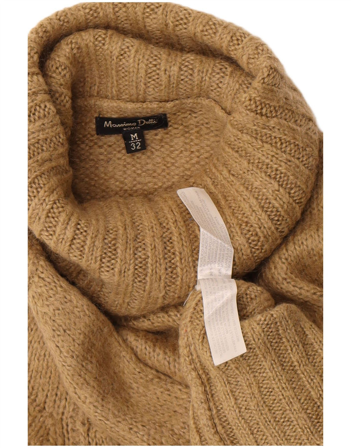 Suéter feminino Massimo Dutti com gola redonda Reino Unido 12 acrílico bege médio