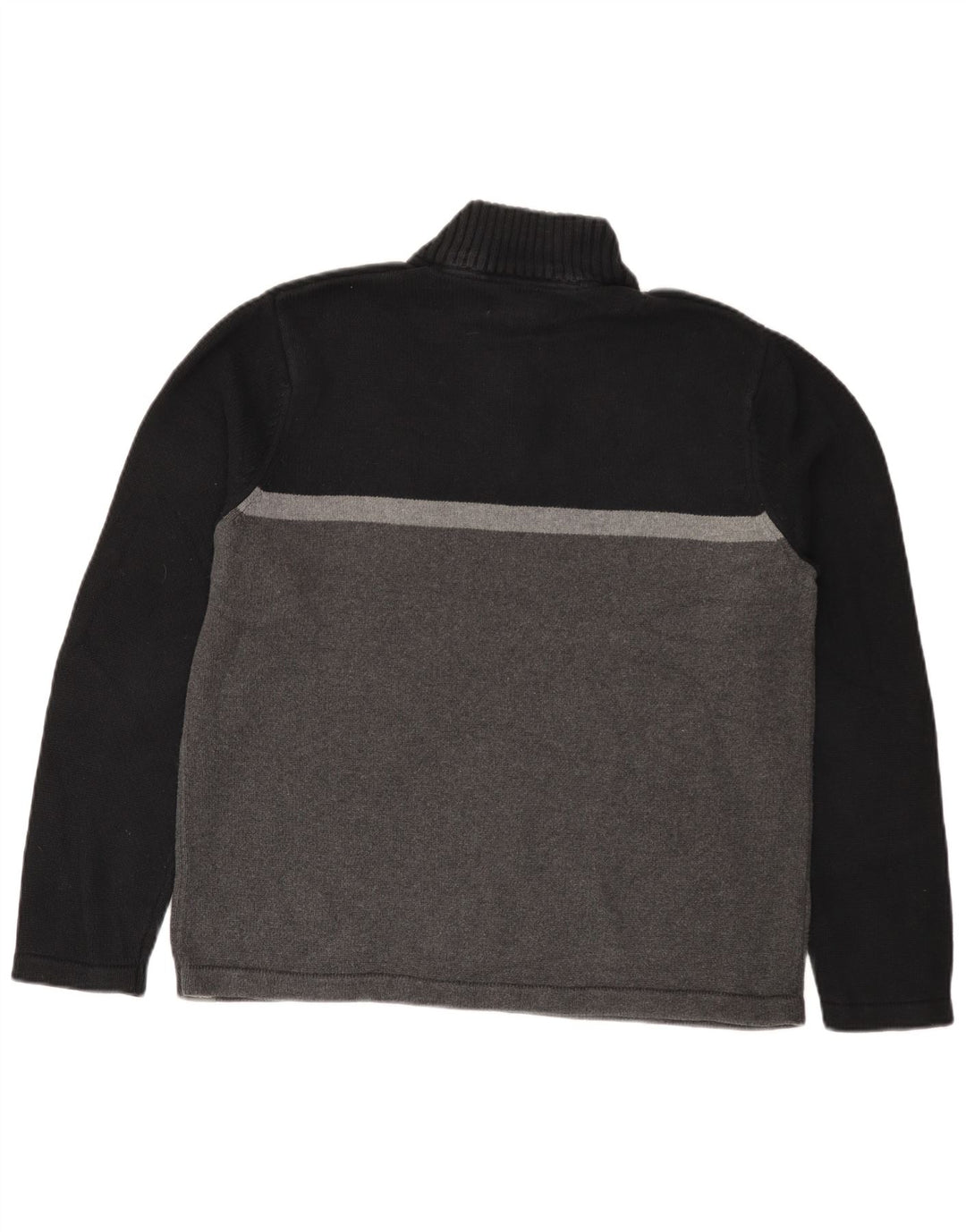 Suéter masculino Eddie Bauer com zíper e gola grande de algodão colorido preto