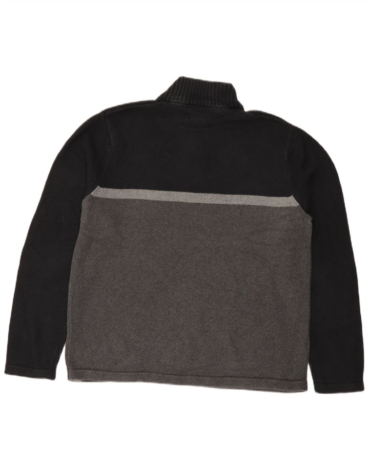 Suéter masculino Eddie Bauer com zíper e gola grande de algodão colorido preto