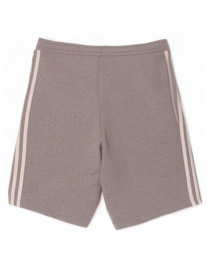 Shorts esportivos masculinos Adidas algodão cinza médio