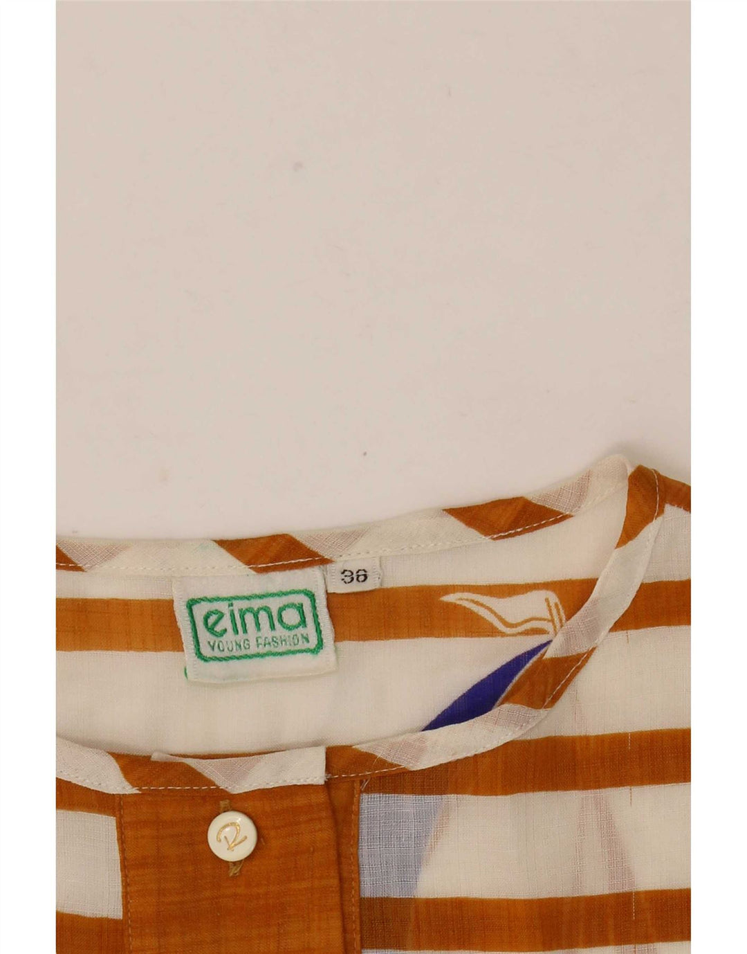 Blusa feminina vintage com estampa oversized UE 36 pequena listrada marrom