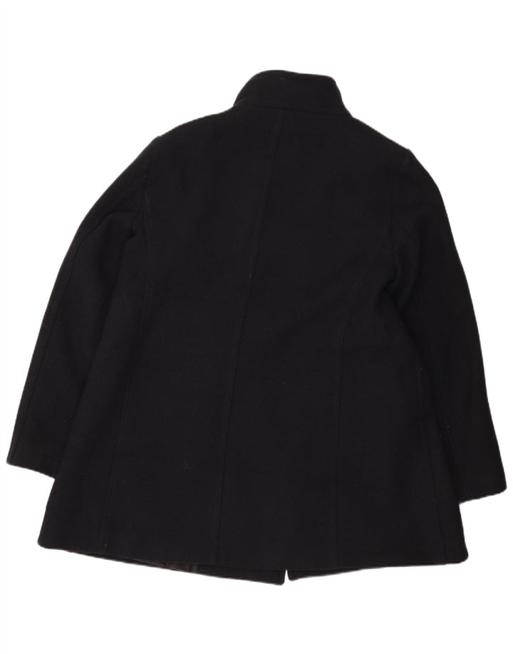 Zara Womens Pea Coat UK 18 XL Lã Azul Marinho