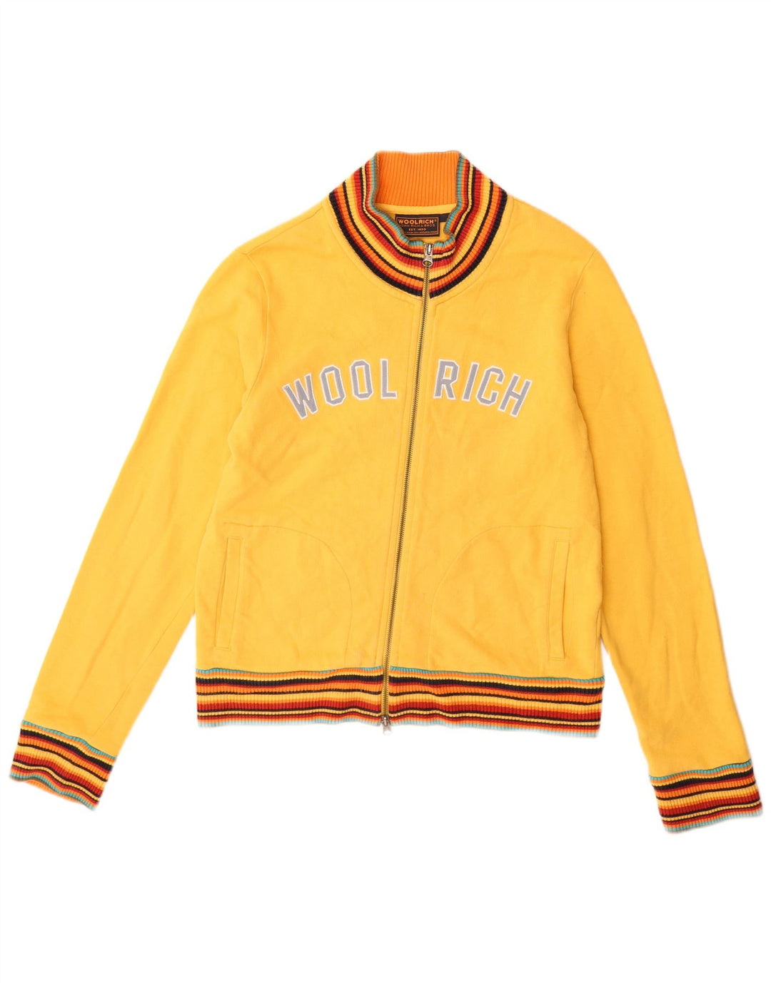 Jaqueta feminina WOOLRICH com estampa gráfica Reino Unido 14 grande algodão amarelo