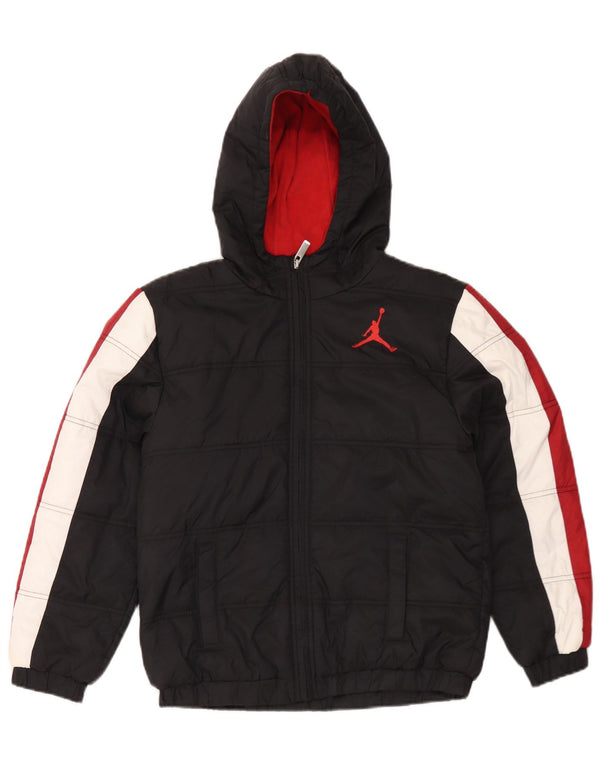 Jaqueta acolchoada com capuz Jordan Boys Air 12-13 anos grande bloco colorido preto