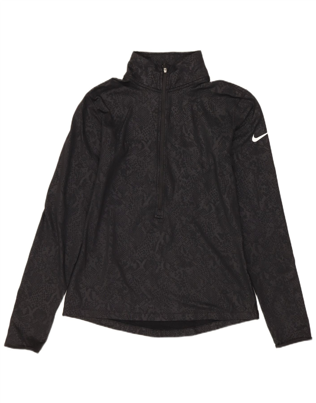 NIKE Womens Dri Fit Pullover Treino Top Reino Unido 12 Médio Preto Animal Print
