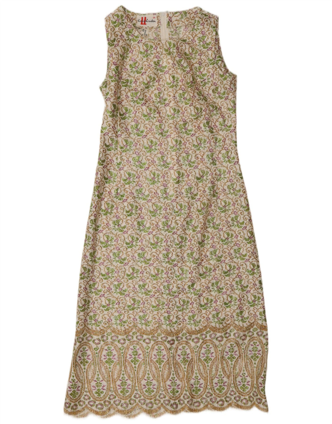 Lucie Linden Vestido Maxi Shift Feminino UE 38 Médio Multicolorido Floral Anos 80