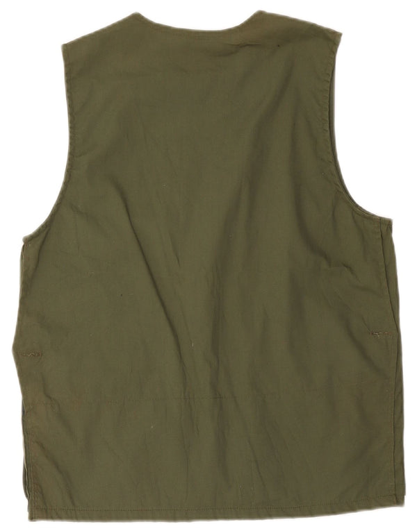 Colete utilitário masculino vintage IT 46 pequeno algodão cáqui