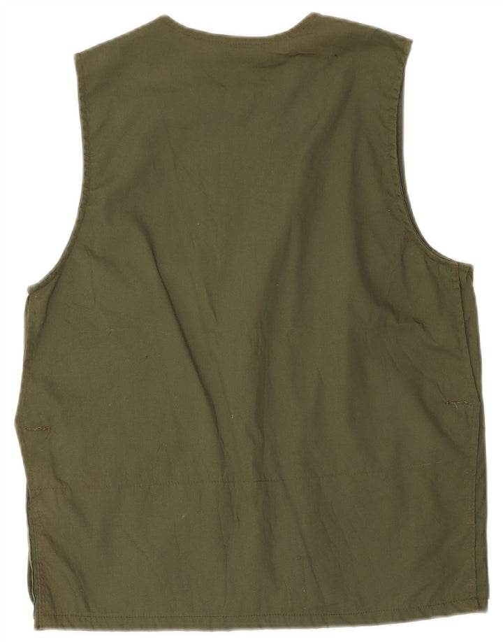 Colete utilitário masculino vintage IT 46 pequeno algodão cáqui
