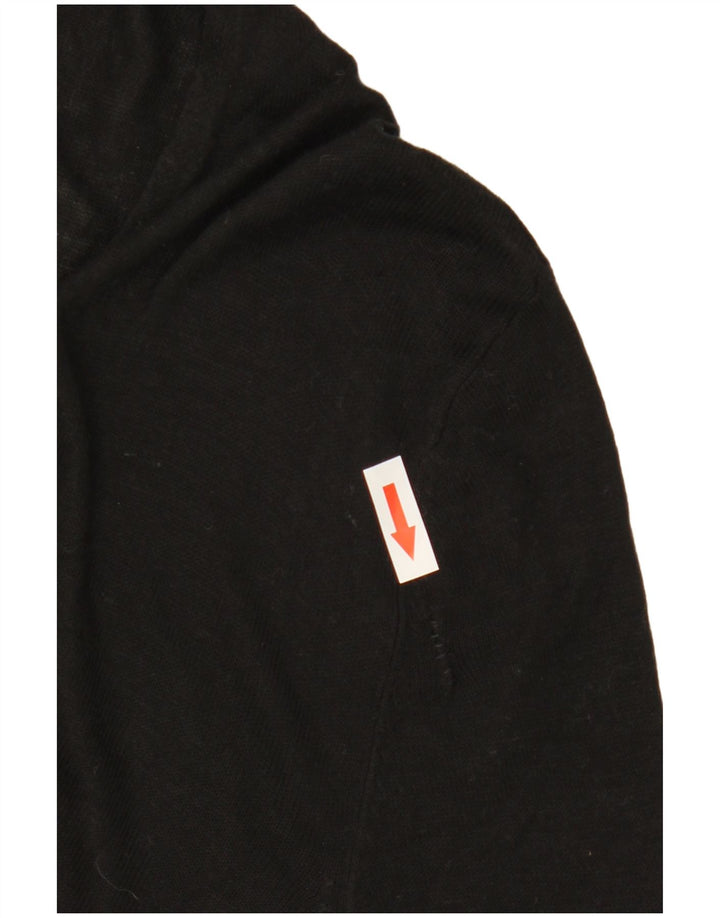 Top feminino Zara de manga comprida UK 16 grande viscose preta