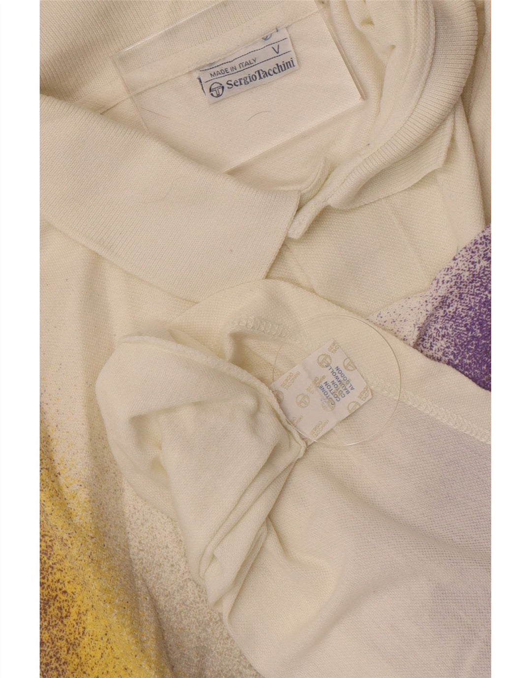 Camisa pólo masculina Sergio Tacchini grande algodão colorblock branco