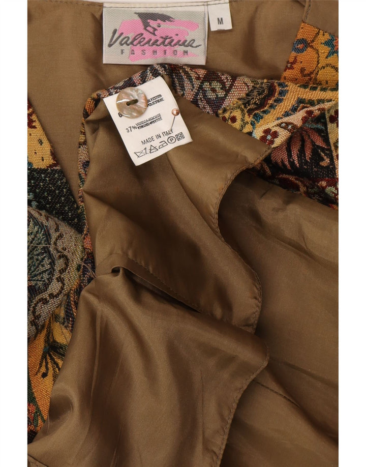 Colete feminino VINTAGE UK 12 poliéster paisley bege médio