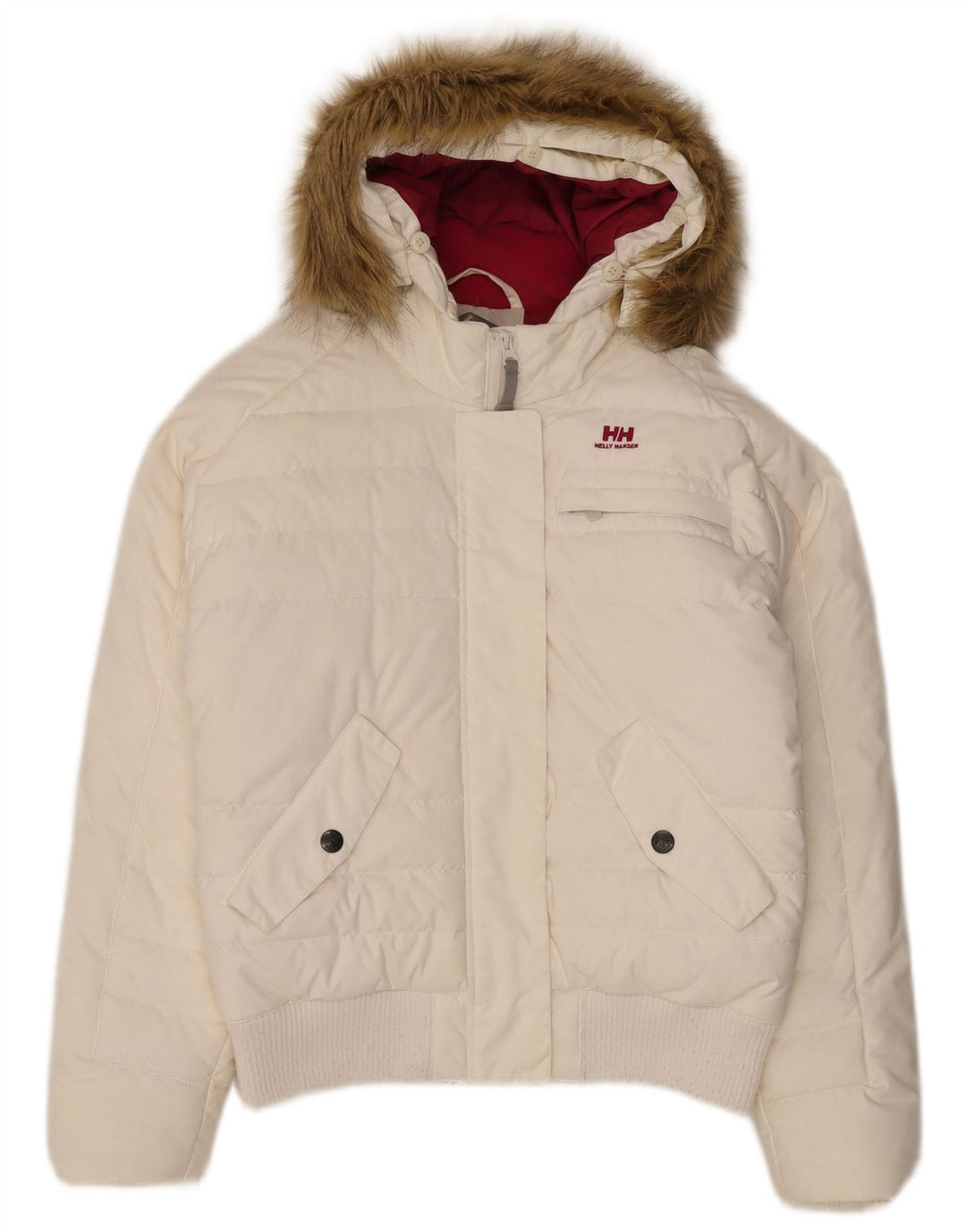 Jaqueta feminina acolchoada com capuz Helly Hansen Reino Unido 12 nylon branco médio