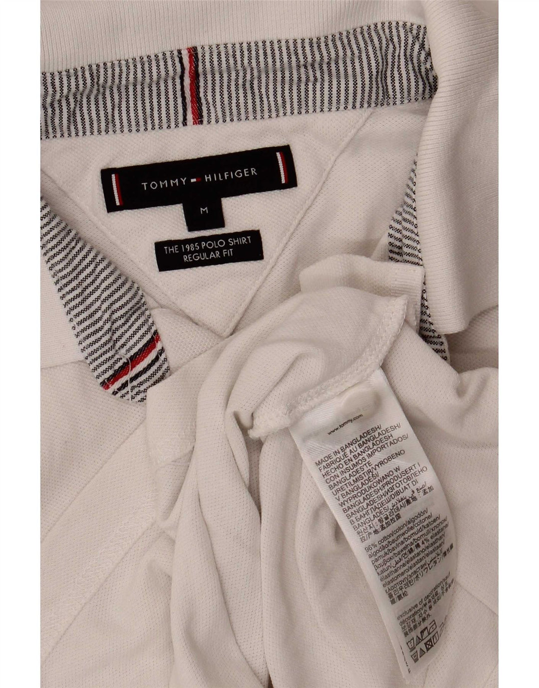 Camisa polo masculina Tommy Hilfiger Regular Fit médio algodão branco