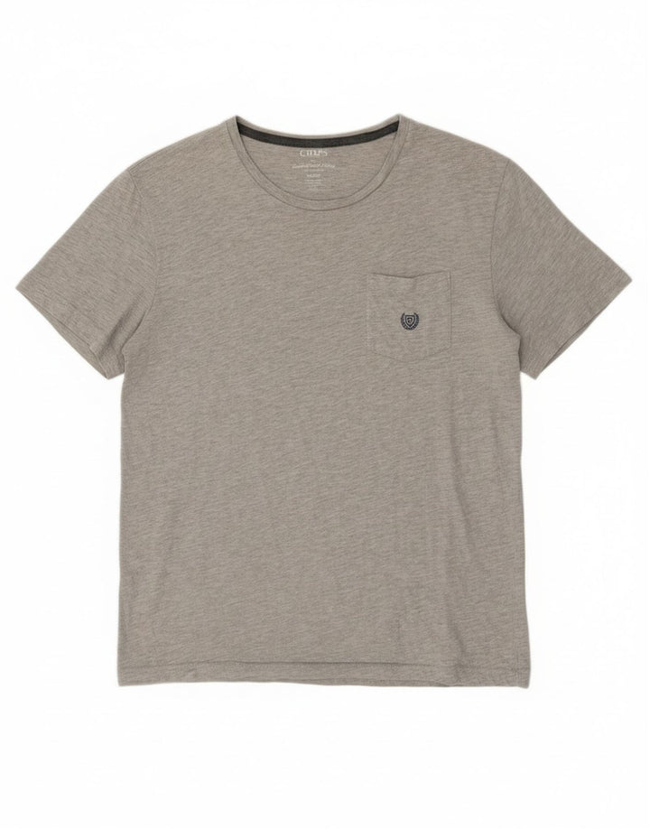 Camiseta feminina Chaps Top cinza médio algodão