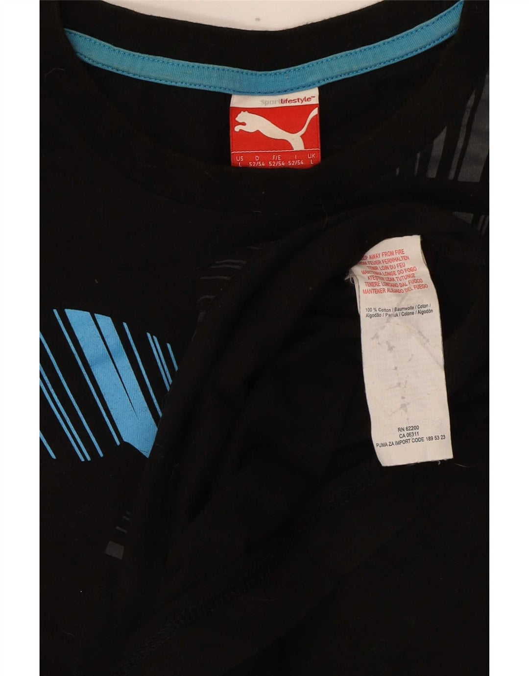 Puma Mens Graphic T-Shirt Top Grande Algodão Preto