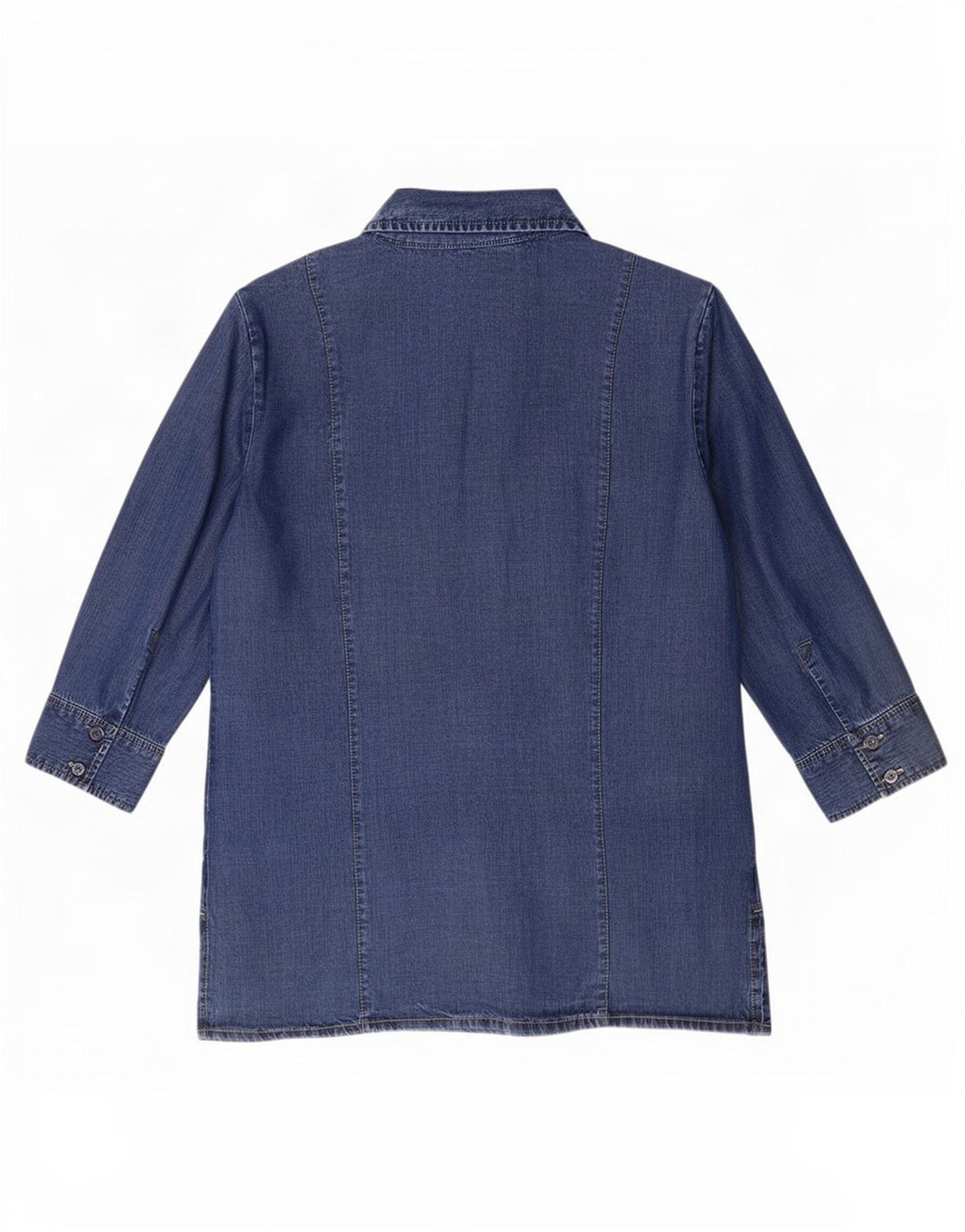 Camisa jeans feminina Marks & Spencer manga 3/4 UK 12 Lyocell azul médio