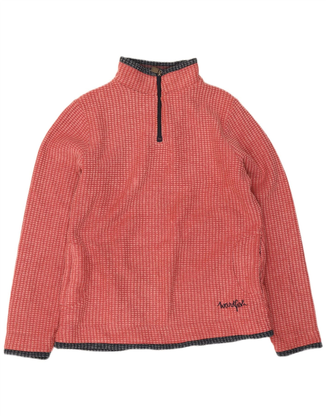 Suéter de lã feminino Weird Fish com zíper e pescoço UK 12 poliéster rosa médio