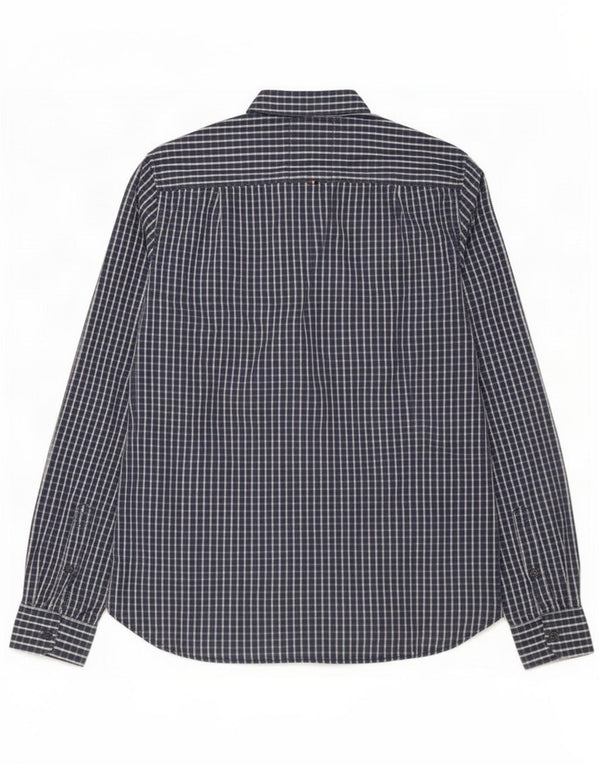 Camisa masculina Superdry grande algodão guingão azul marinho