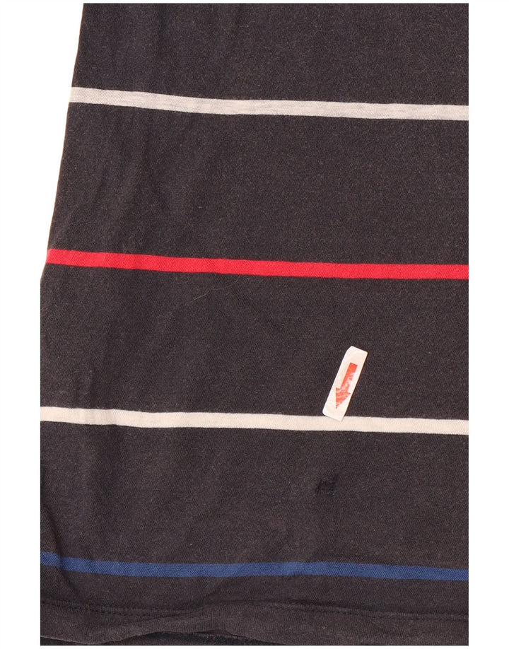 Camiseta masculina GANT grande algodão listrado cinza