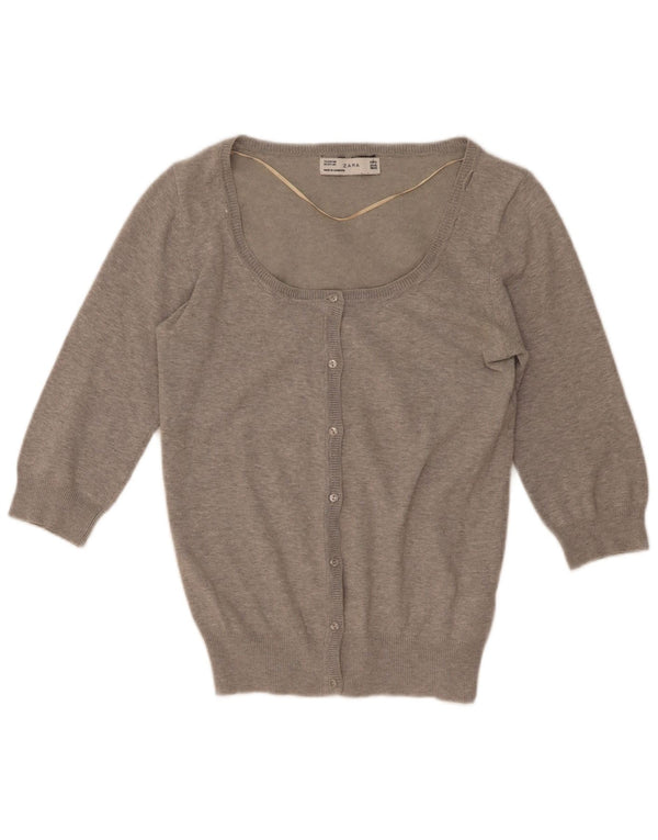 Suéter cardigã feminino Zara manga 3/4 Reino Unido 18 XL cinza manchado