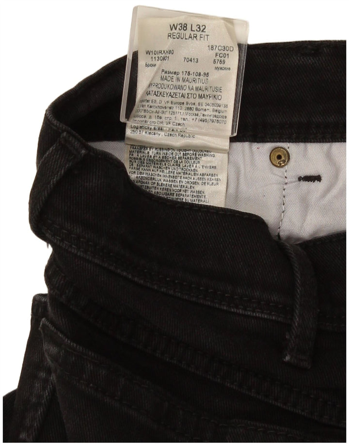 Wrangler masculino regular fit jeans reto W38 L32 algodão preto