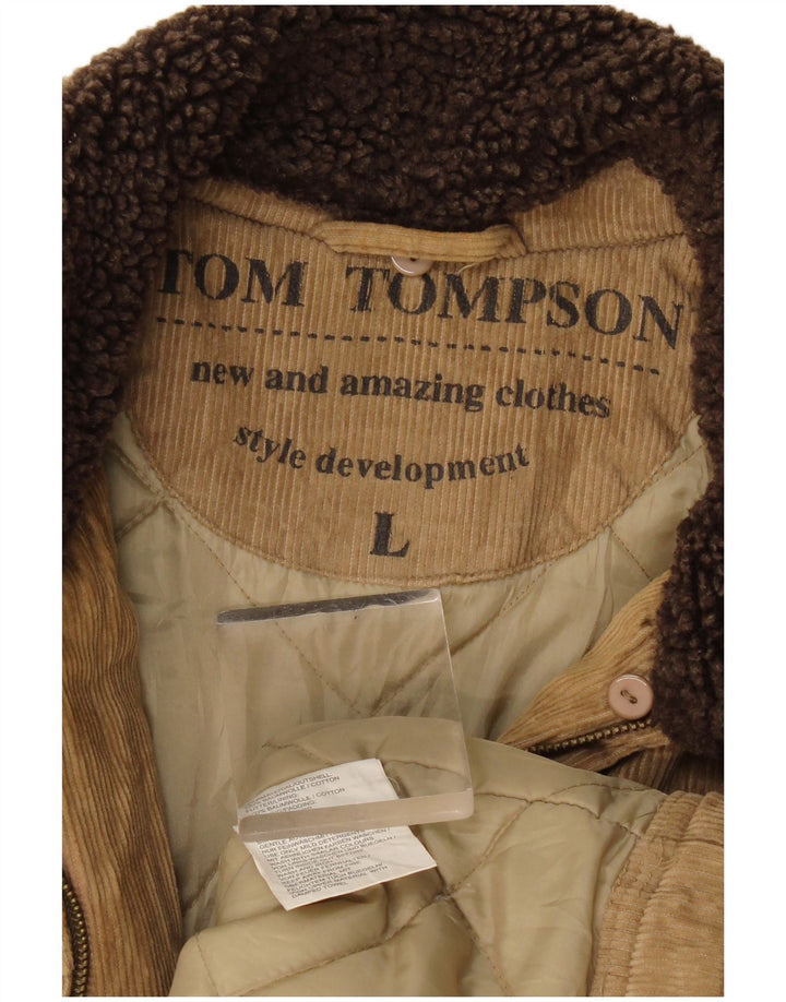 Jaqueta masculina de veludo Tom Tompson UK 40 grande algodão bege