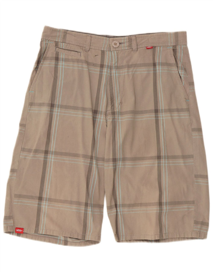 VANS Mens Chino Shorts W32 Médio Cinza Xadrez Algodão