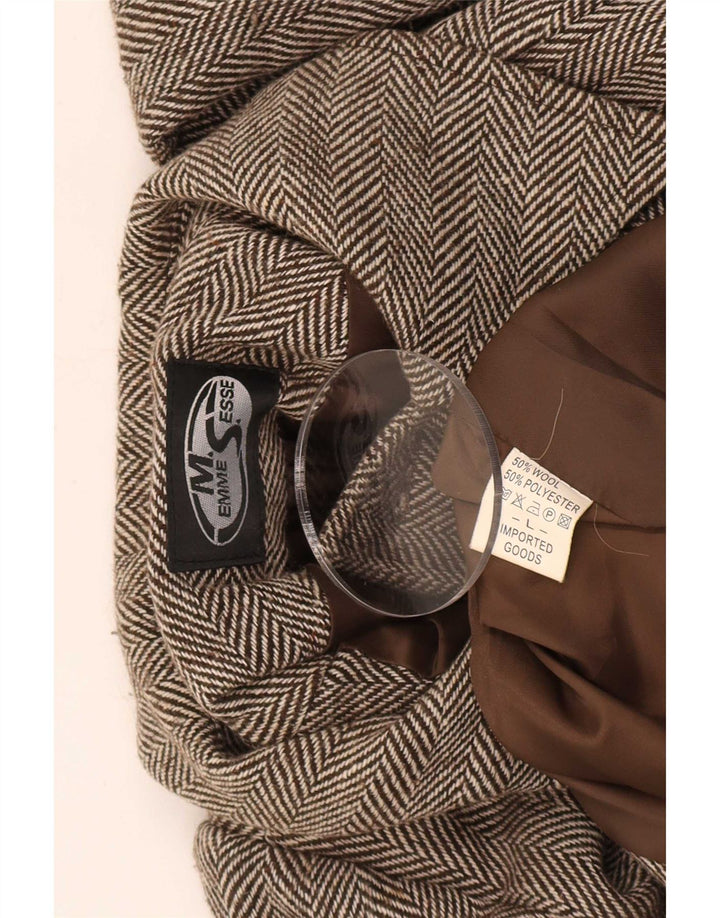 Emme Esse Womens Blazer Jacket UK 14 Medium Brown Herringbone