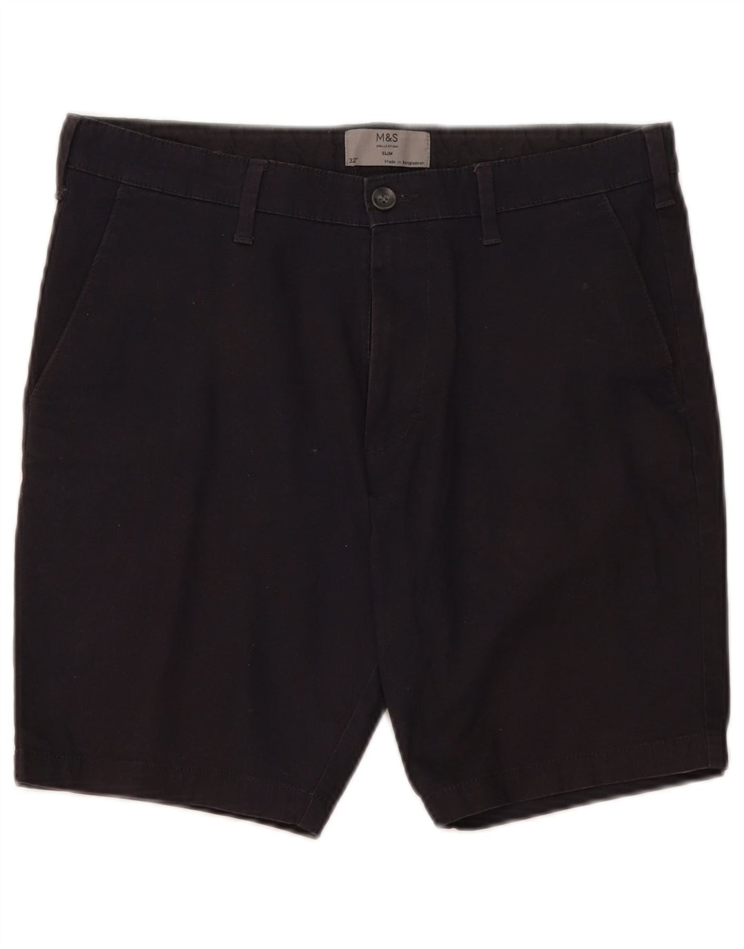 Shorts chino masculino Marks & Spencer W32 algodão azul marinho médio