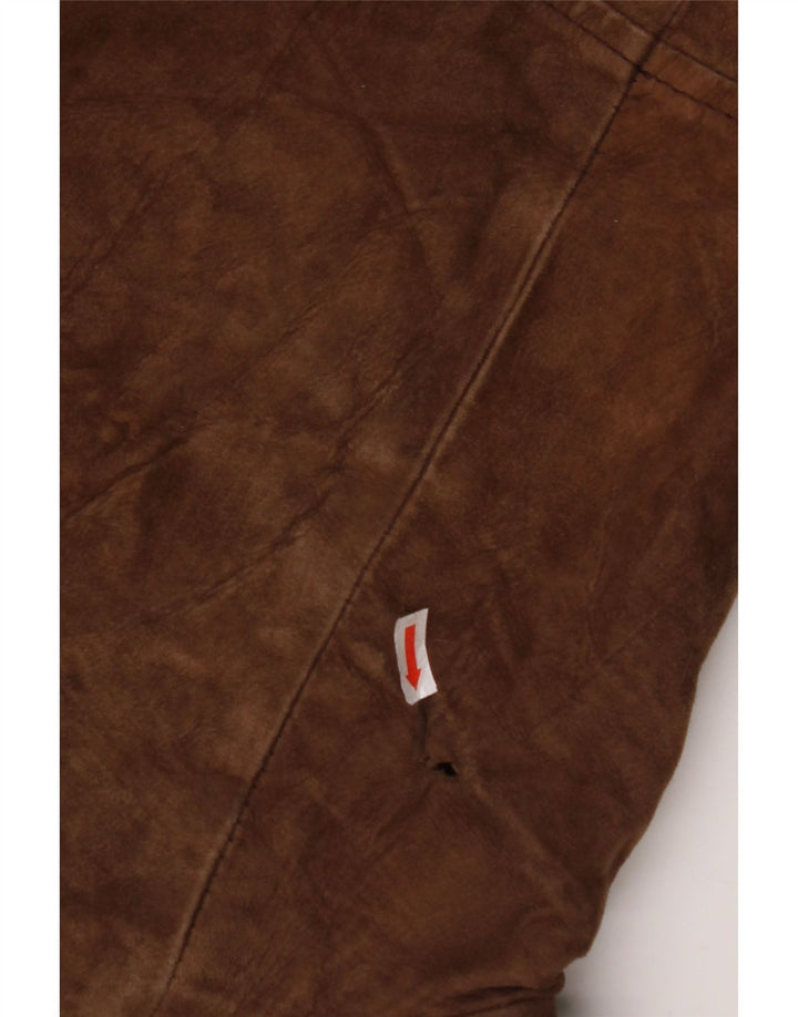 Casaco masculino vintage shearling com peito duplo IT 54 2XL couro marrom