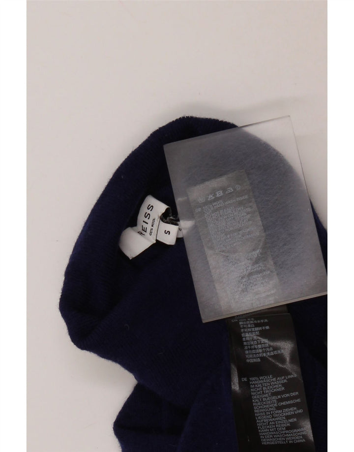 Suéter feminino REISS com gola redonda e lã azul marinho pequeno Reino Unido 8