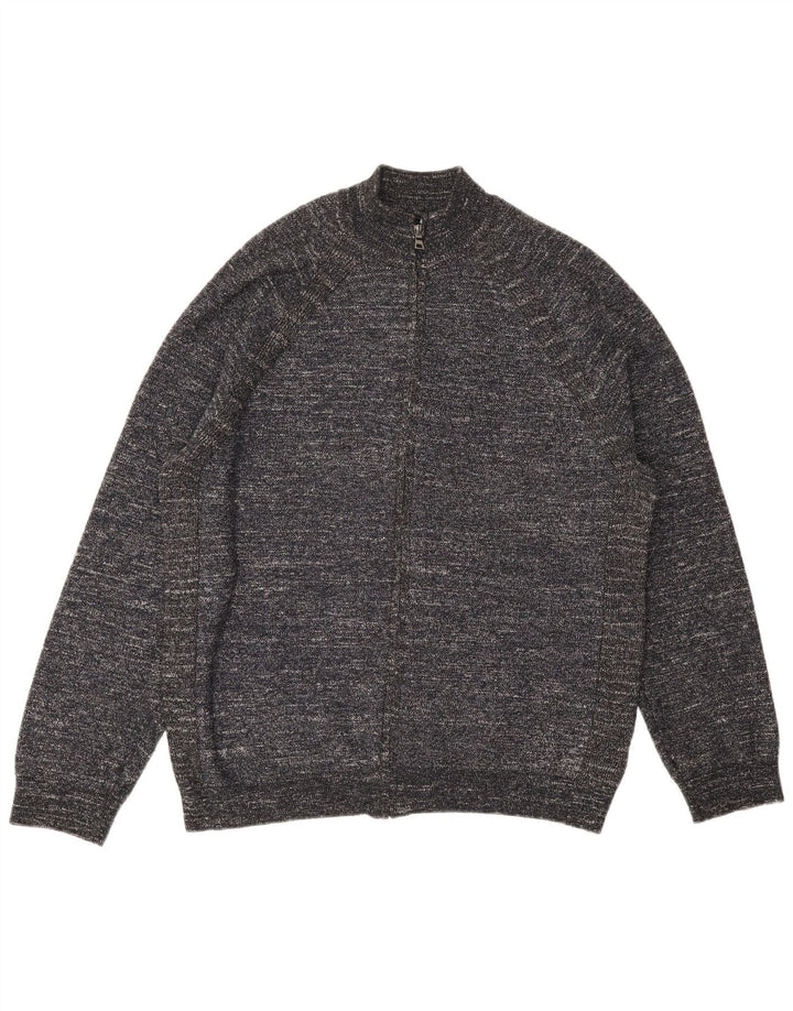 Suéter cardigã masculino MARKS & SPENCER XL poliéster manchado cinza