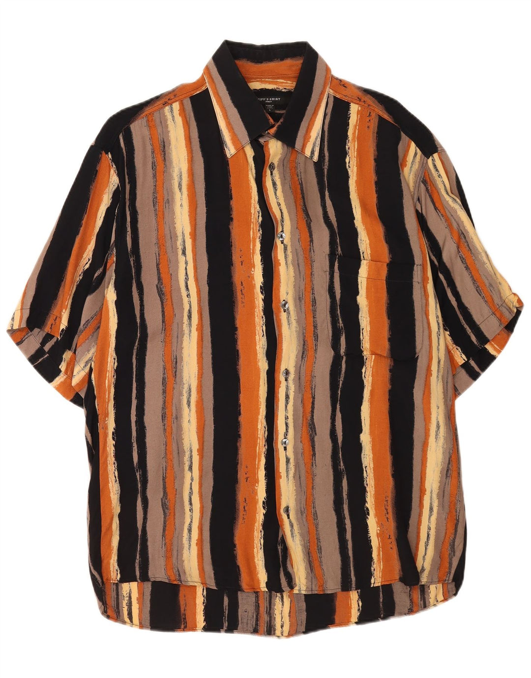 Camisa masculina de manga curta Tipo'S grande viscose listrada multicolorida