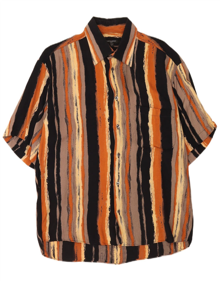 Camisa masculina de manga curta Tipo'S grande viscose listrada multicolorida