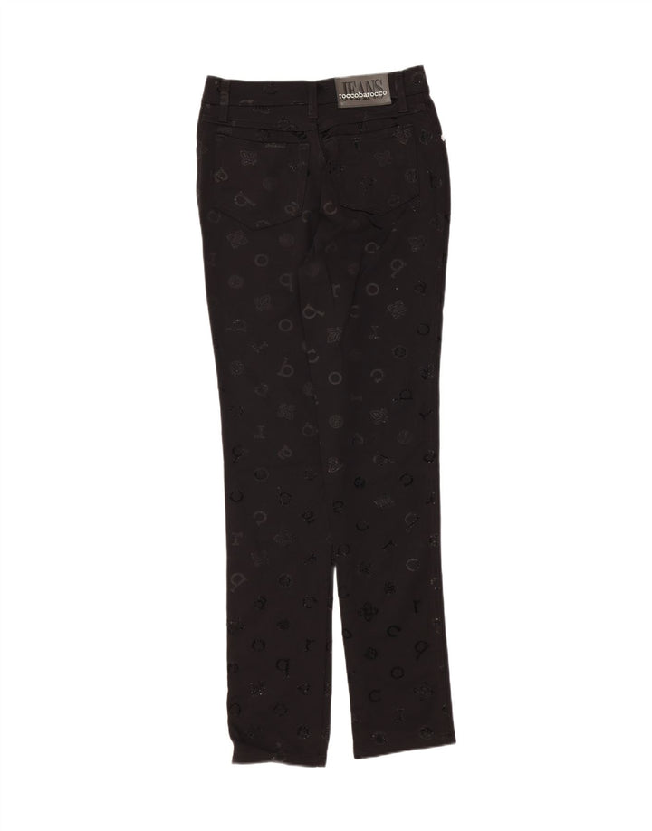 ROCCOBAROCCO Womens Graphic Slim Jeans W28 L29 Black Cotton Vintage Roccobarocco and Second-Hand Roccobarocco from Messina Hembry 