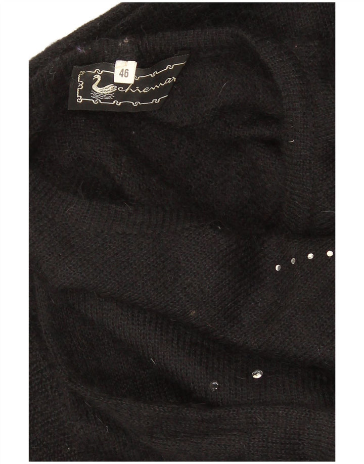 Suéter feminino vintage oversized com gola redonda IT 46 grande preto