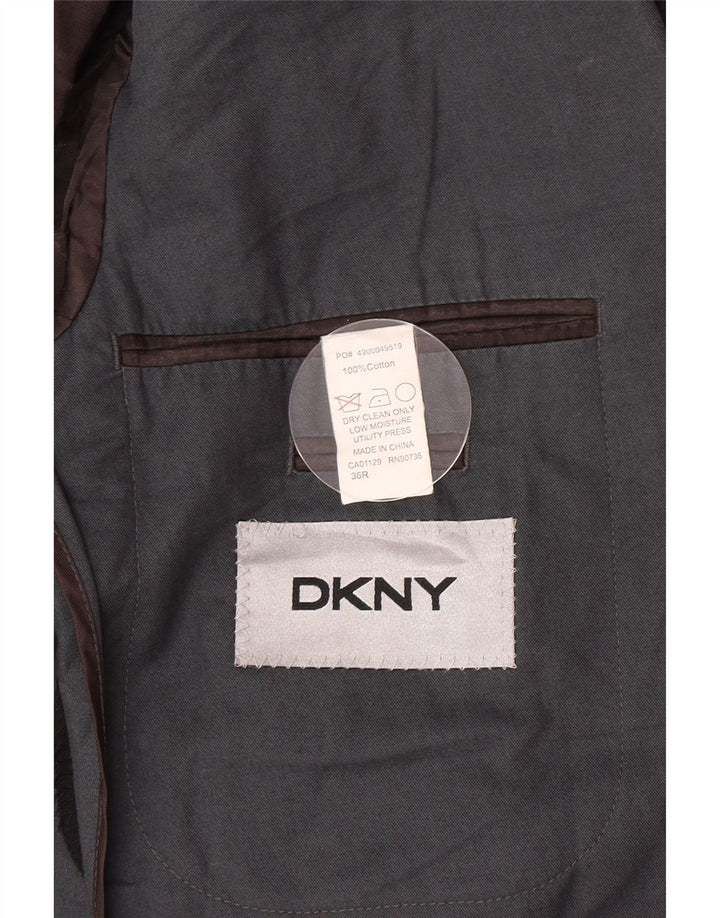 Jaqueta blazer masculina Dkny com 2 botões Reino Unido 36 algodão cinza pequeno