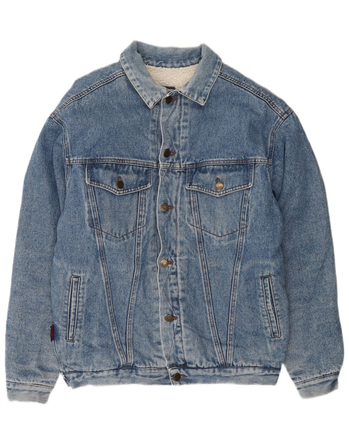 Jaqueta jeans masculina vintage Sherpa UK 40 grande azul