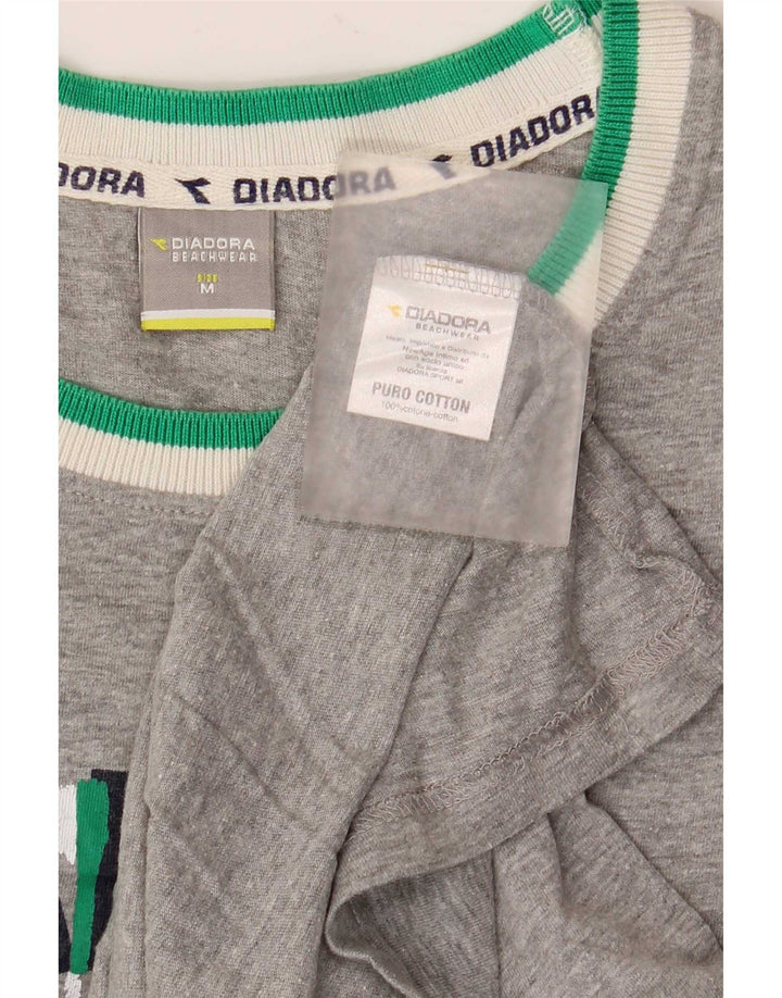 Diadora Mens Graphic Vest Top Cinza Médio Colourblock Algodão