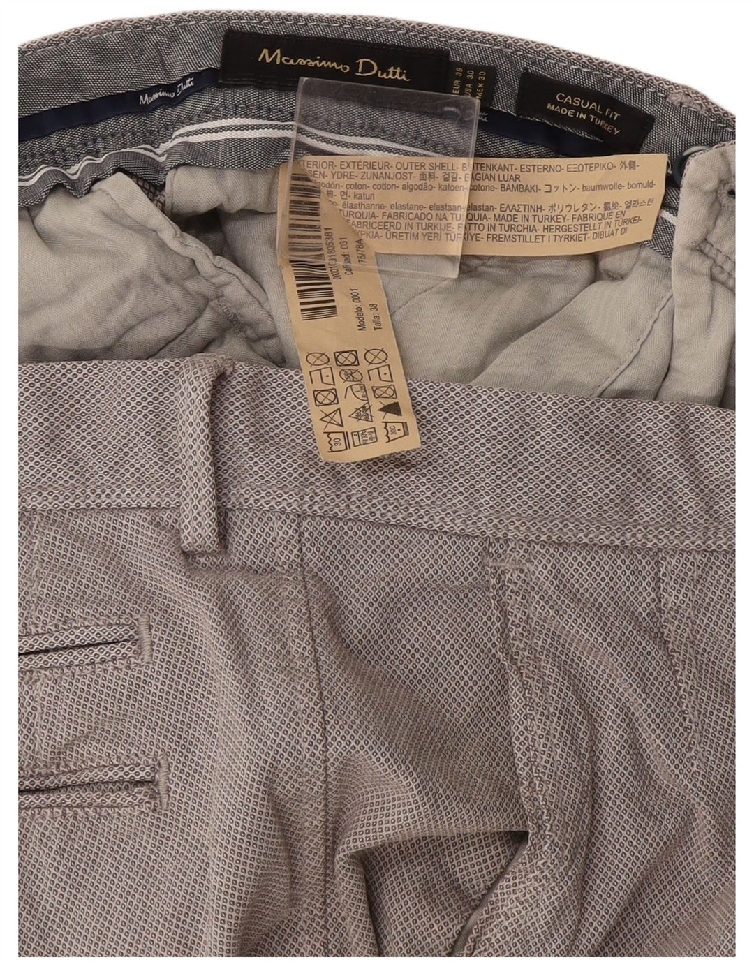 Calça Chino Masculino Massimo Dutti EU 38 Pequeno W30 L29 Cinza Argyle/Diamante
