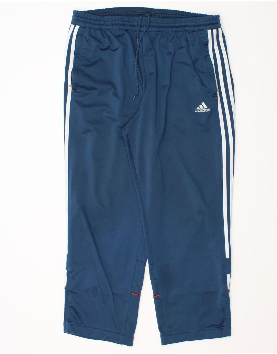 Calças de treino masculinas Adidas UK 40/42 poliéster azul médio