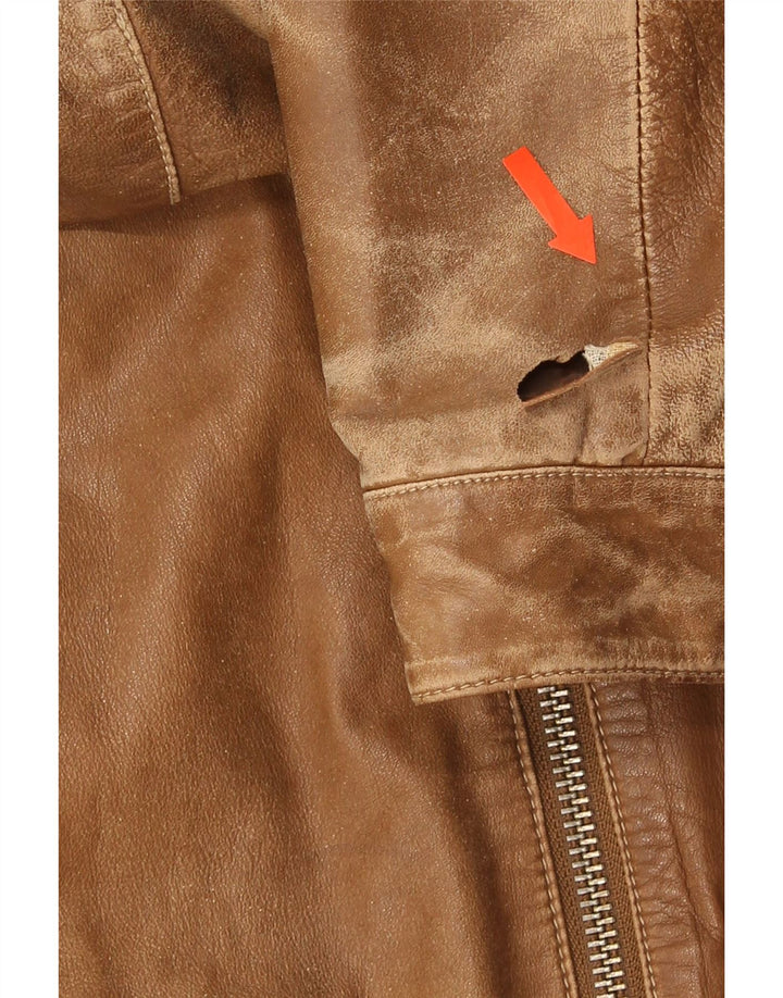 Jaqueta de couro masculina Trussardi Jeans UK 38 couro marrom médio