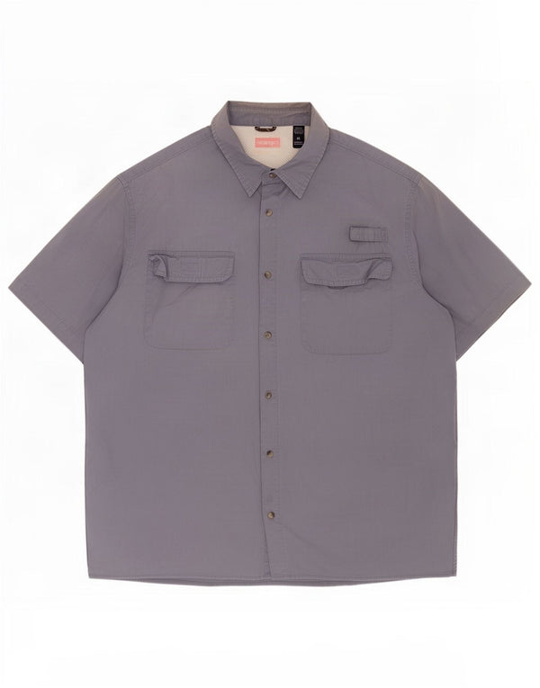 Camisa Wrangler masculina de manga curta XL azul algodão