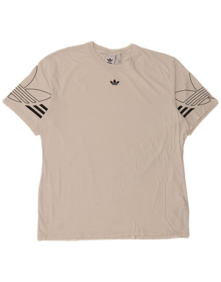 Adidas Mens Graphic T-Shirt Top Grande Algodão Branco