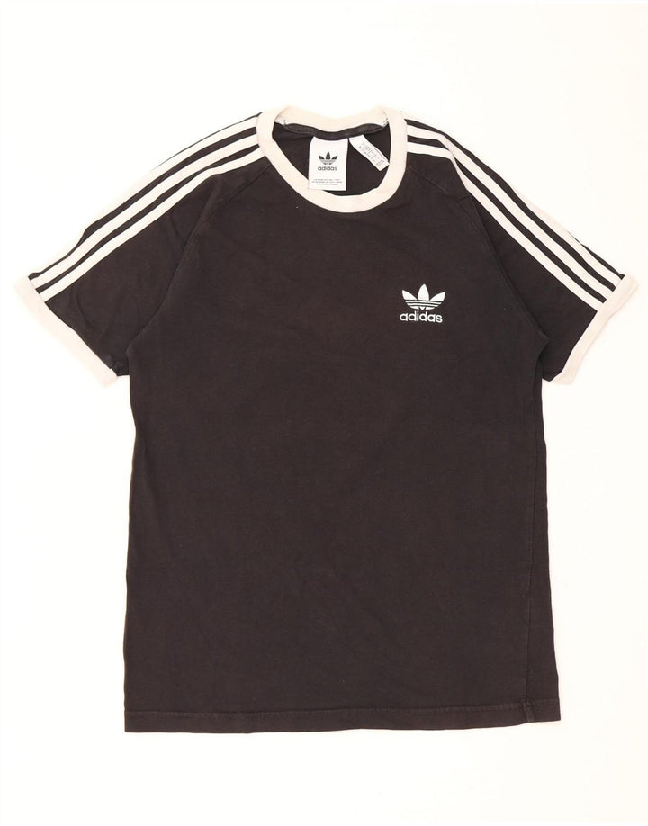 Adidas Mens Camiseta Top Pequeno Algodão Preto