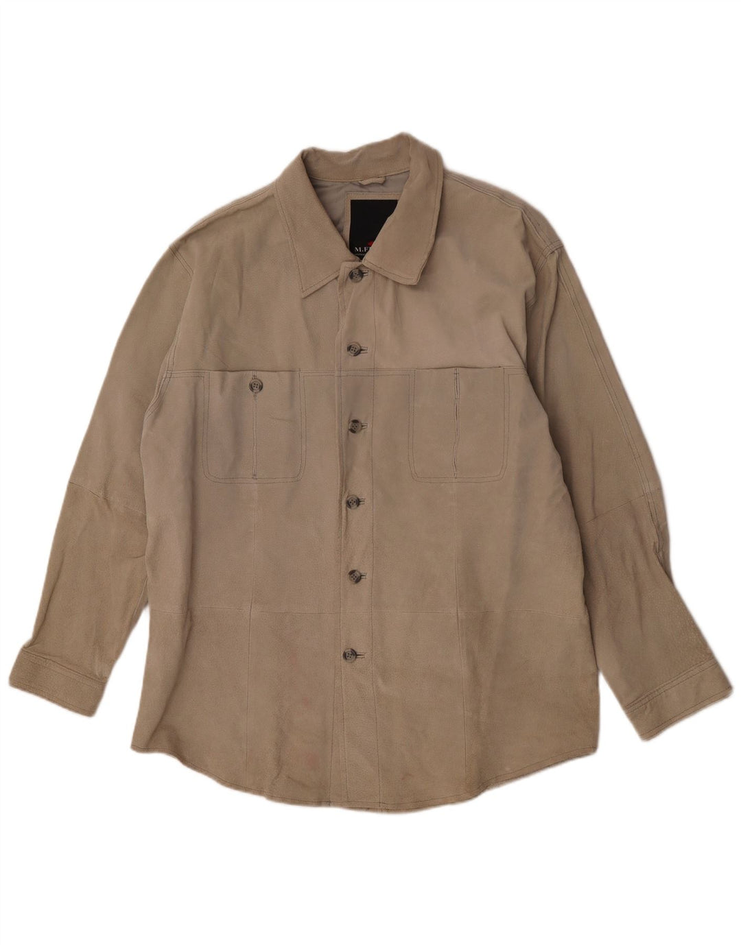M. Flues Camiseta masculina de camurça grande couro bege