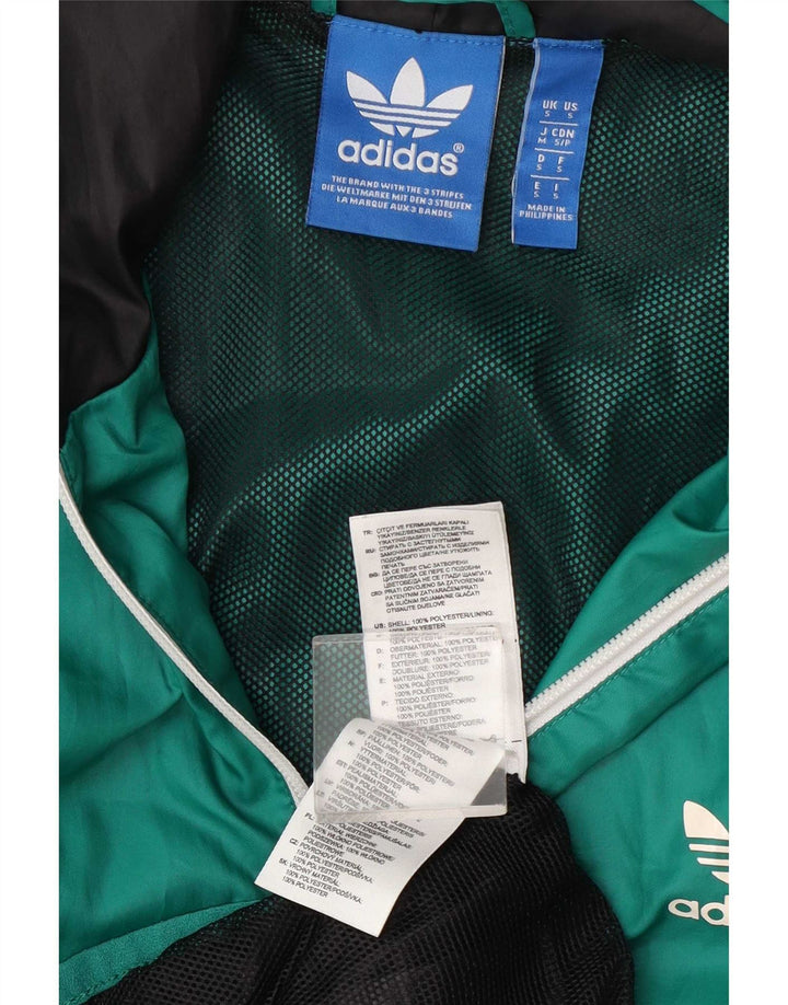 Adidas Mens Hooded Rain Jacket UK 36 Pequeno Verde Colourblock Poliéster